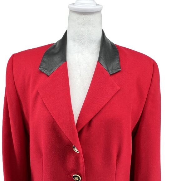❤️Vintage Braemar Jeremy Scott 100% Wool Red Blazer Jacket - Picture 2 of 13